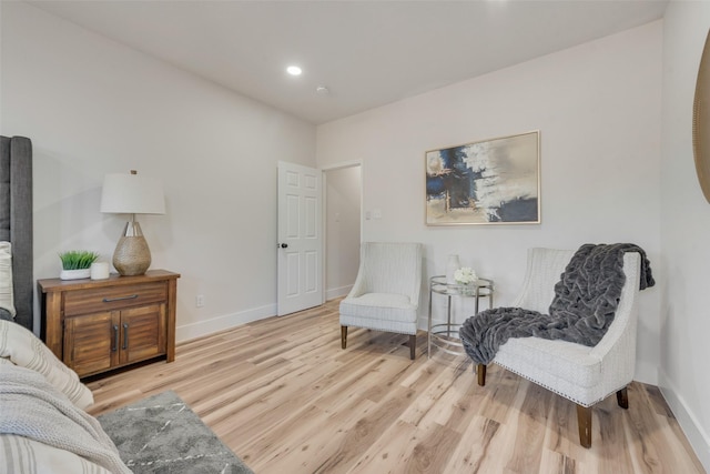 living area with light wood-type flooring