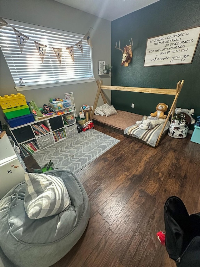 game room featuring hardwood / wood-style flooring