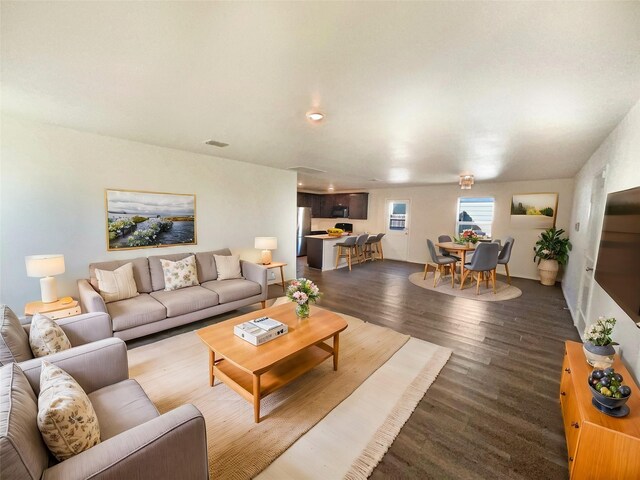 living room with hardwood / wood-style floors