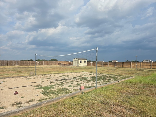 exterior space featuring a yard and a shed