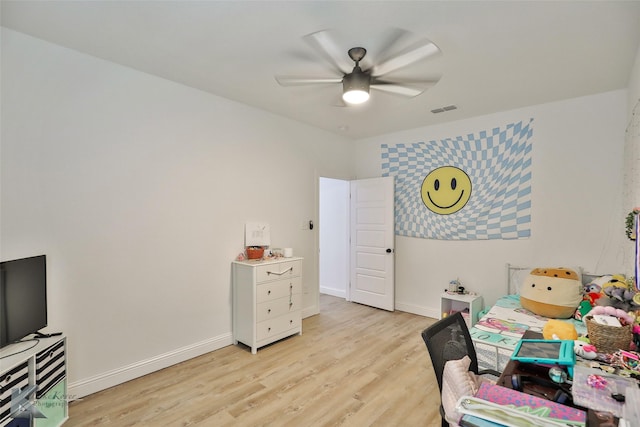 interior space featuring light hardwood / wood-style floors and ceiling fan