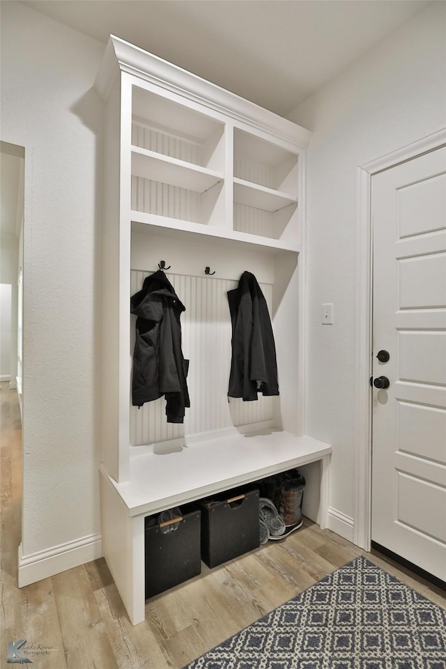 mudroom with light wood-type flooring