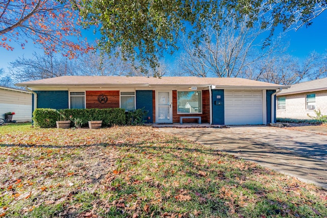 single story home with a garage