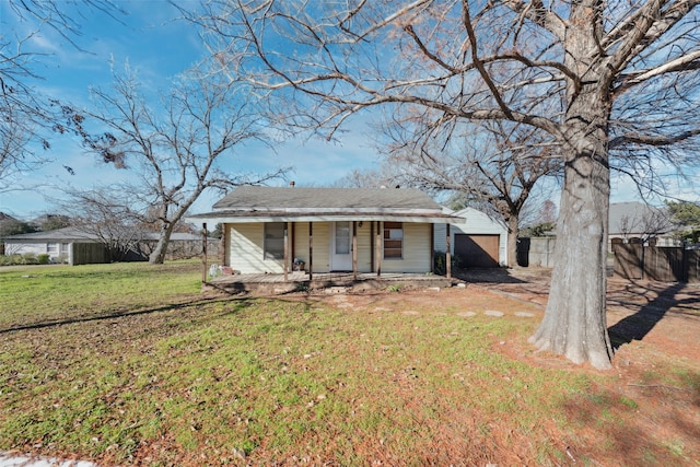 view of front of house with a front lawn and a porch