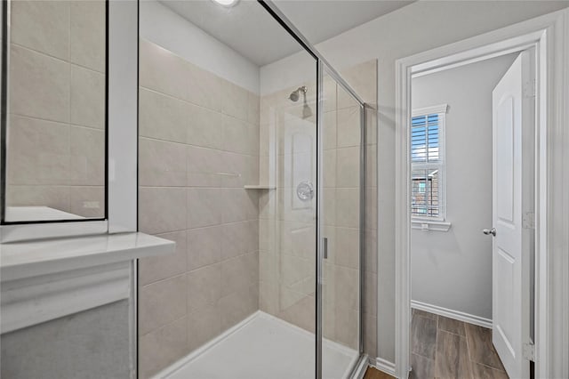 bathroom featuring walk in shower