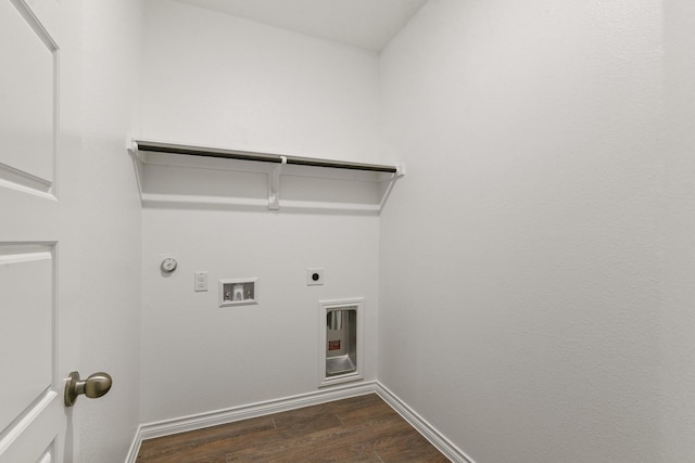 10616 Bleat St, Fort Worth, TX 76036 - washroom featuring gas dryer hookup, dark wood-type flooring, hookup for a washing machine, hookup for an electric dryer, and baseboards