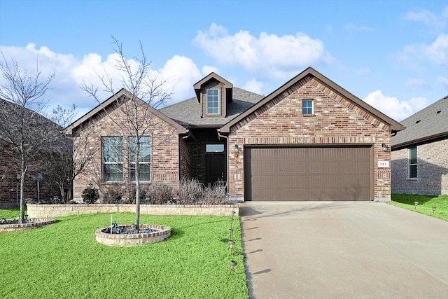 view of front of house featuring a garage and a front yard