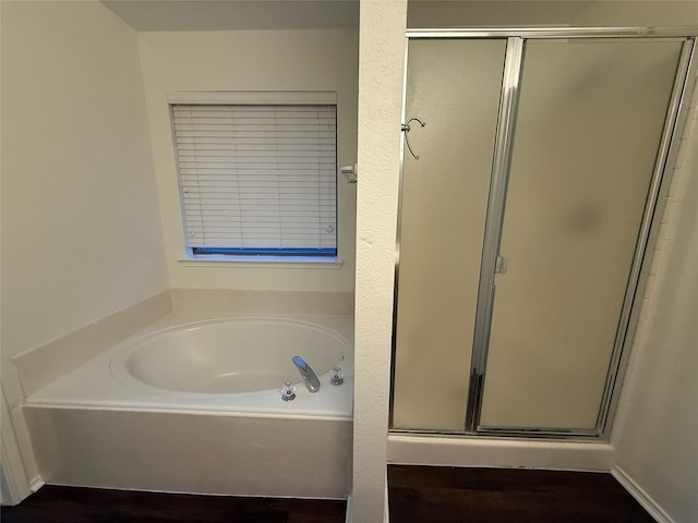 bathroom with plus walk in shower