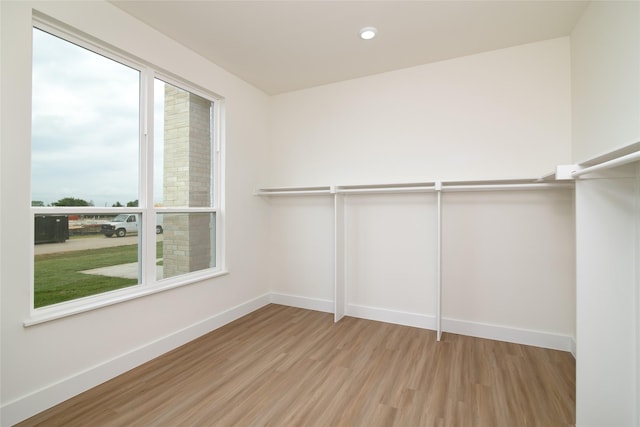 spacious closet featuring light wood-type flooring