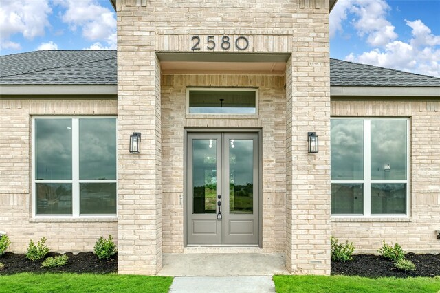 property entrance with french doors