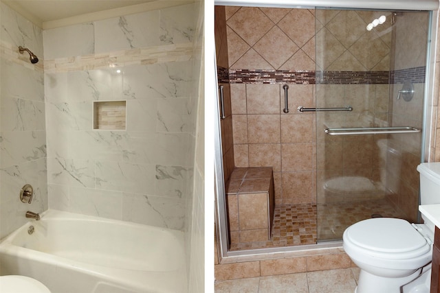 bathroom with tile patterned flooring, vanity, and toilet