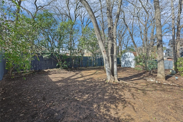 view of yard with a storage unit