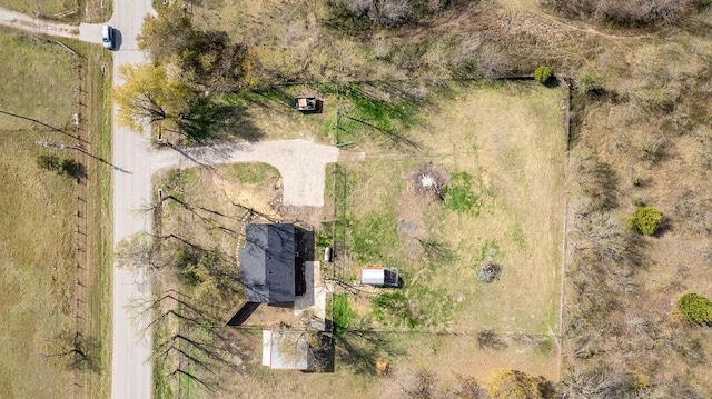 drone / aerial view with a rural view