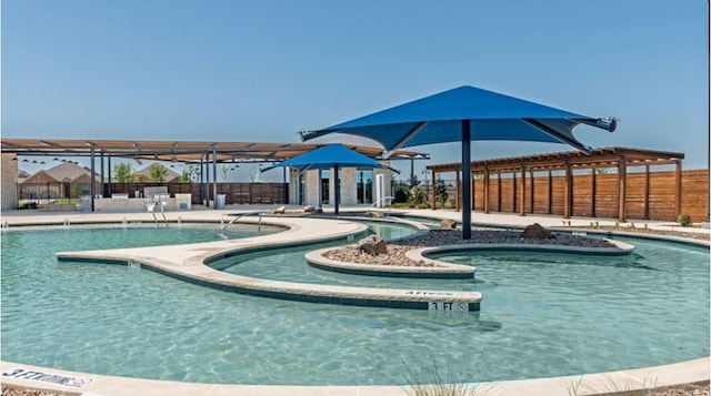 view of pool featuring a patio