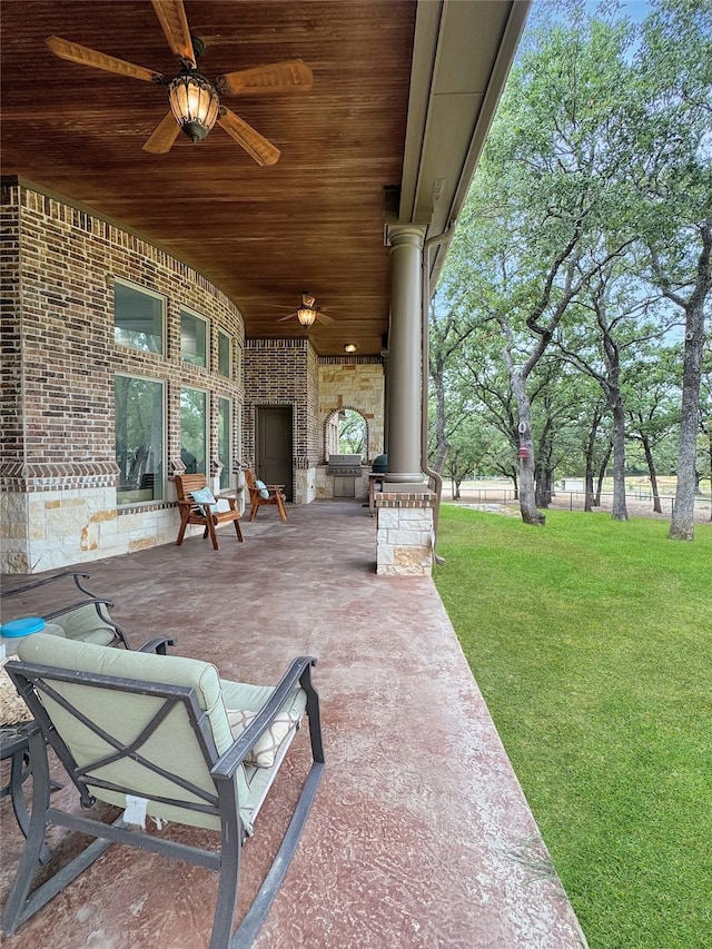 6565 Rockridge Trl, Aubrey, TX 76227 - view of patio / terrace featuring a ceiling fan