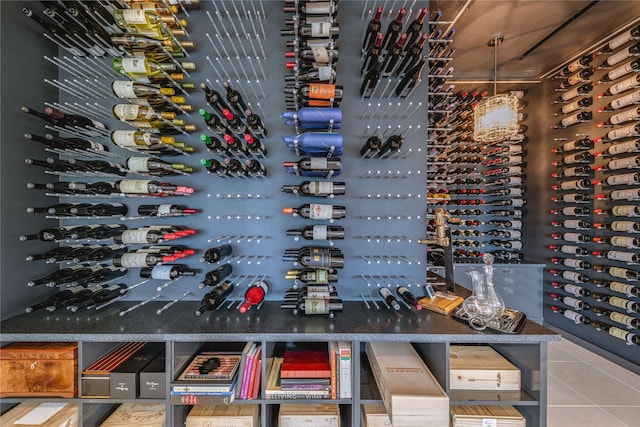 wine room featuring tile patterned flooring