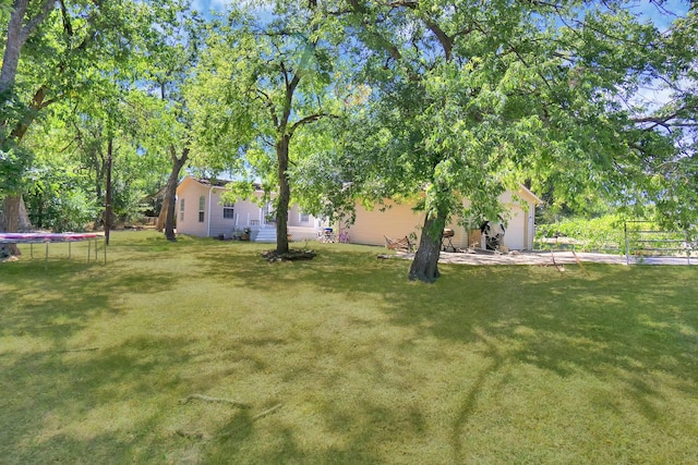 view of yard featuring a trampoline