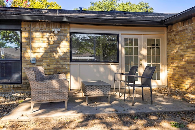 view of patio featuring french doors