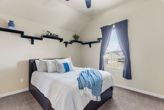 10014 Edgeway Cir, Rowlett, TX 75089 - carpeted bedroom with baseboards, ceiling fan, and vaulted ceiling