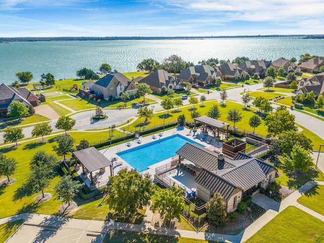 10014 Edgeway Cir, Rowlett, TX 75089 - aerial view of residential area featuring a pool and a large body of water