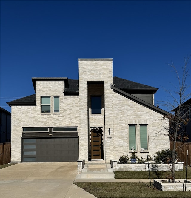 contemporary home with a garage