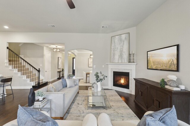 living room featuring wood-type flooring