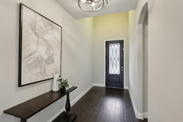 foyer with dark wood-type flooring