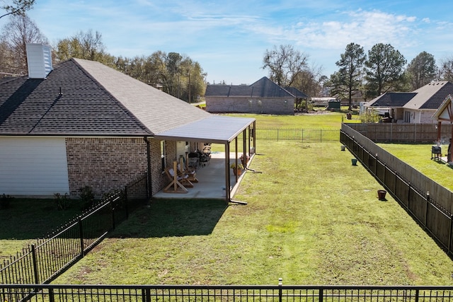 view of yard with a patio area