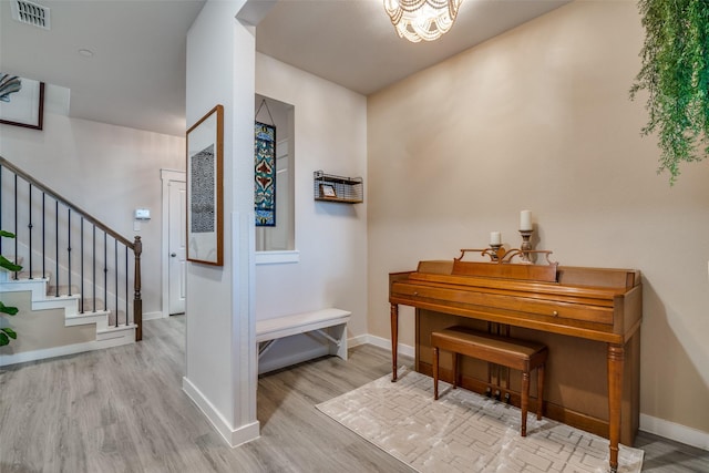 interior space with light hardwood / wood-style flooring