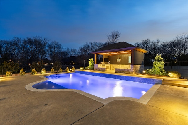view of pool with a patio, a fenced backyard, and a fenced in pool