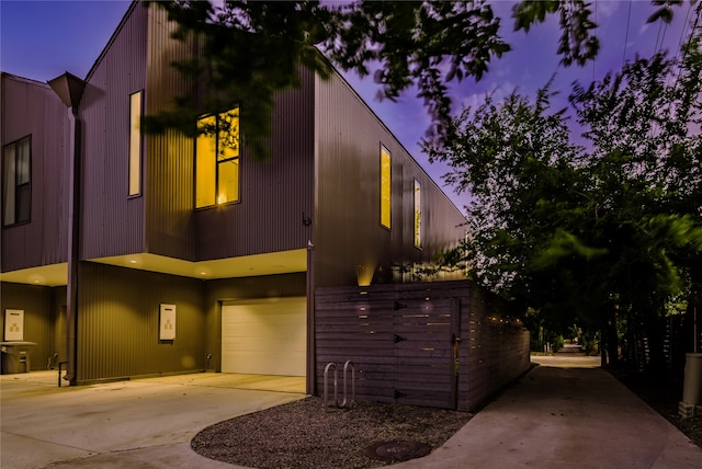 view of front of property with a garage