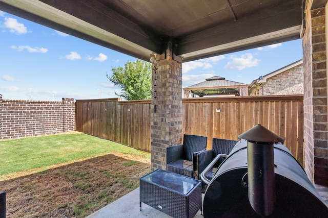 view of patio featuring a gazebo