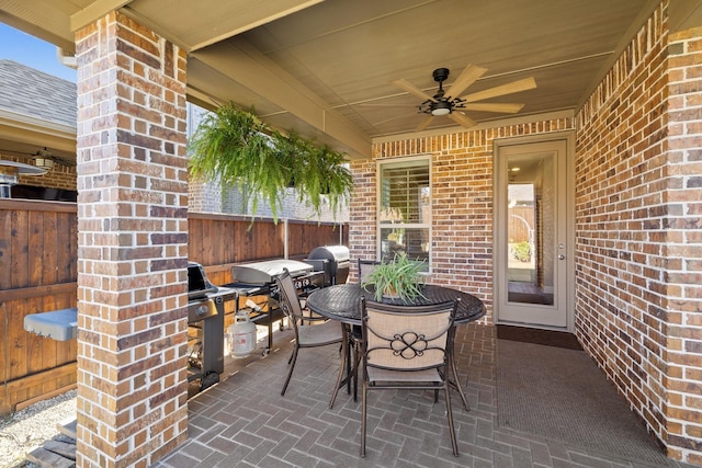 view of patio with ceiling fan