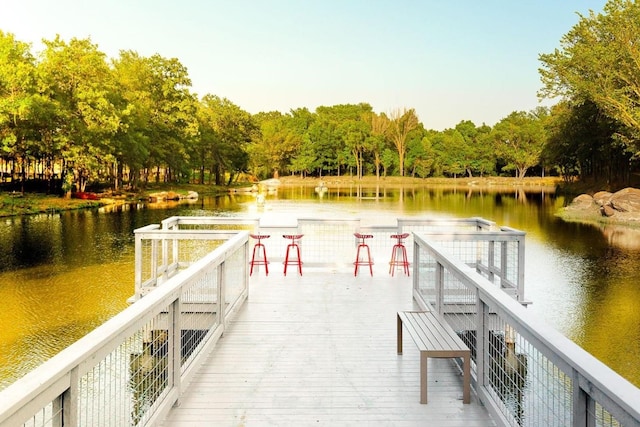 dock area featuring a water view