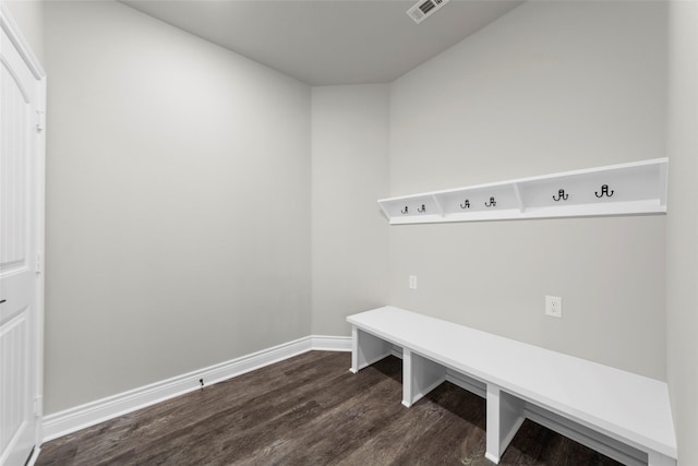 mudroom with dark hardwood / wood-style floors