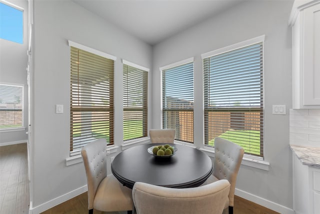 dining room with dark hardwood / wood-style floors and a wealth of natural light