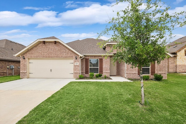 craftsman-style home with a front yard and a garage