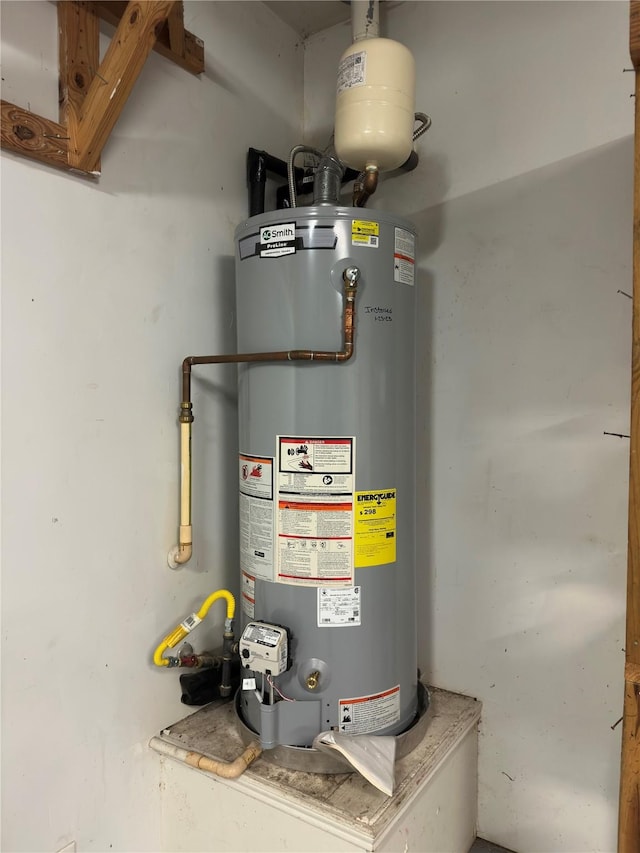 utility room featuring gas water heater