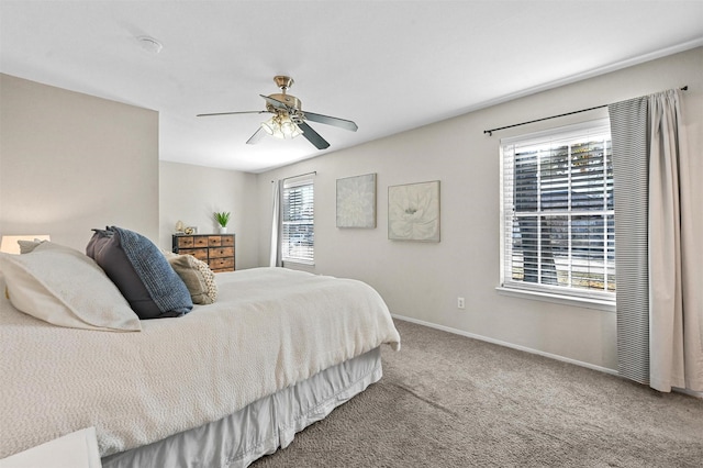 bedroom with carpet flooring and ceiling fan