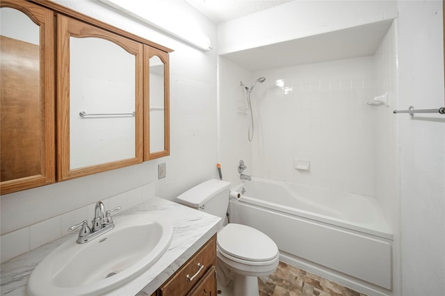 full bathroom with vanity, toilet, and shower / tub combination