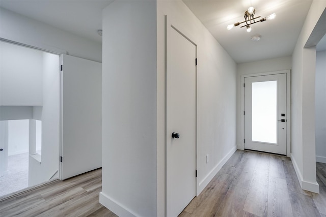 entrance foyer with light hardwood / wood-style flooring