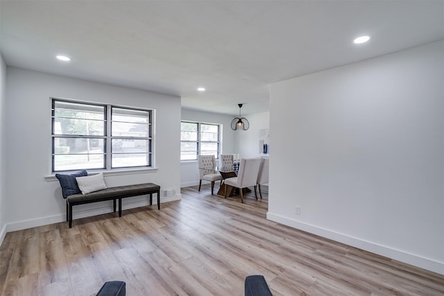 living area with light wood-type flooring