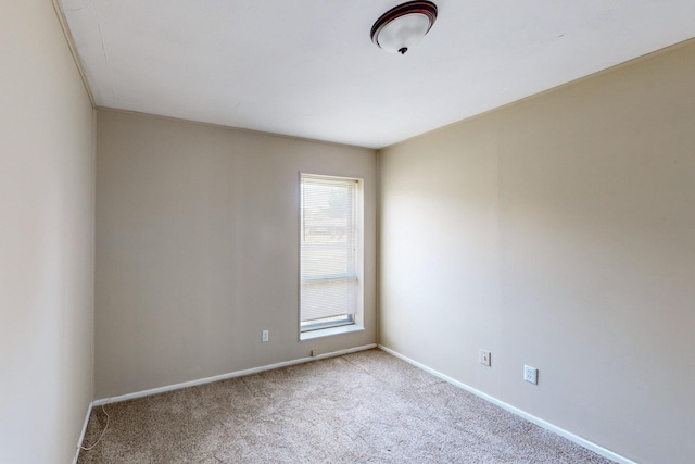 unfurnished room with light colored carpet