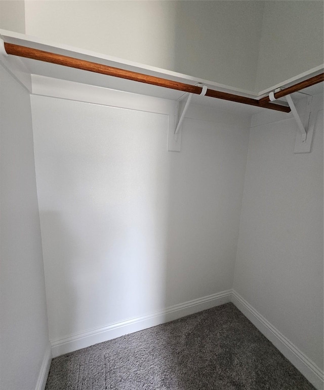 spacious closet with dark carpet