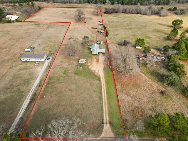 bird's eye view featuring a rural view