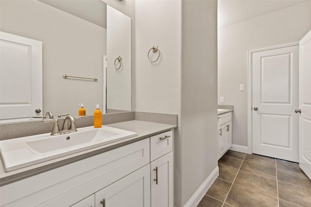 bathroom featuring tile patterned flooring and vanity