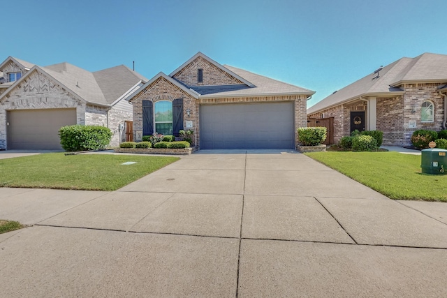 view of front facade with a garage and a front yard