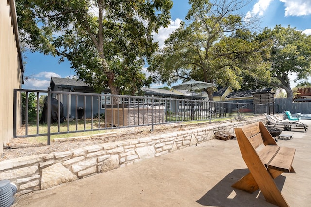 view of patio / terrace with a bar