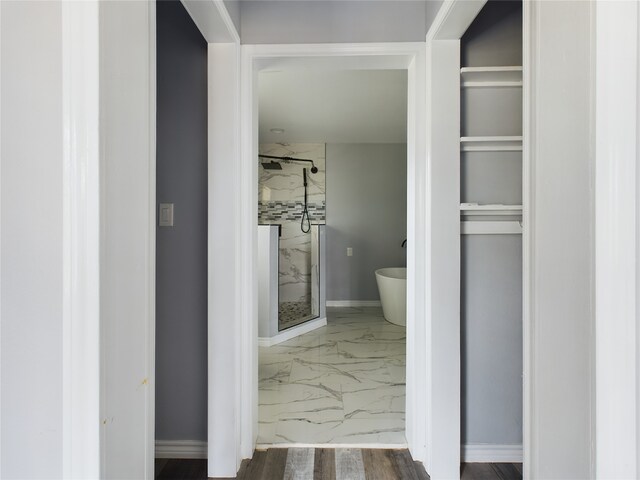 bathroom with plus walk in shower