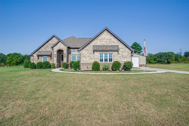 495 Christian Way, Azle, TX 76020 - french provincial home with a front lawn, stone siding, and brick siding